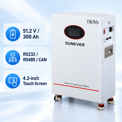 SUNEVER TD-15 15kWh LiFePO4 Heimatbatterie 51.2V 300Ah Solaranlagen