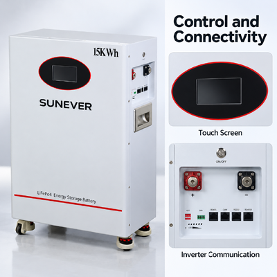 SUNEVER TD-15 51.2V 300Ah LiFePO4 Solarspeicherbatterie 15,36kWh 200A CAN RS485 Stand auf dem Boden