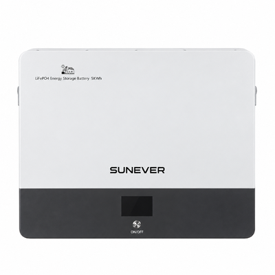 SUNEVER 5kWh Wandmontierte LiFePO4 Solarenergiespeicherbatterie 51,2V 100Ah für Solarbatteriespeichersysteme