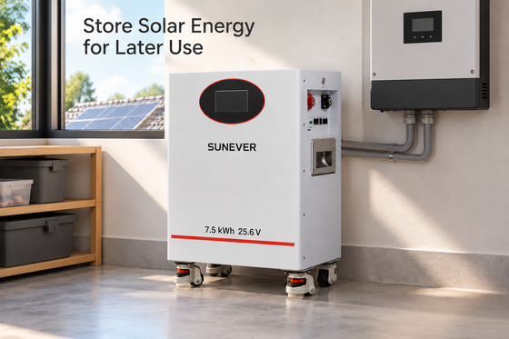 SUNEVER 7,68kWh 25,6V 300Ah LiFePO4 Lithium Solarbatterie für Heimspeicher und netzunabhängige Notstromversorgung