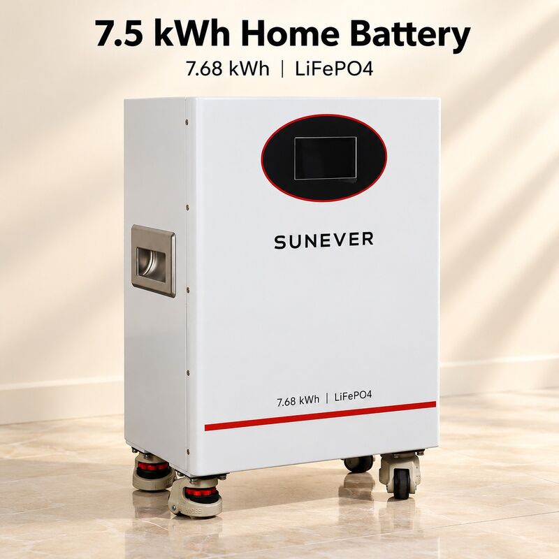 SUNEVER 7,68kWh 25,6V 300Ah LiFePO4 Lithium Solarbatterie für Heimspeicher und netzunabhängige Notstromversorgung